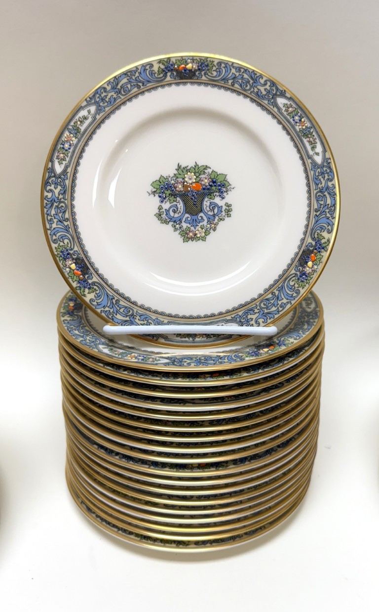 Lenox "Autumn" Blue Rimmed China Set for 9 Lenox "Autumn" Blue Rimmed China Set for 9