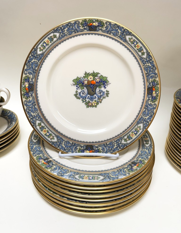 Lenox "Autumn" Blue Rimmed China Set for 9 Lenox "Autumn" Blue Rimmed China Set for 9