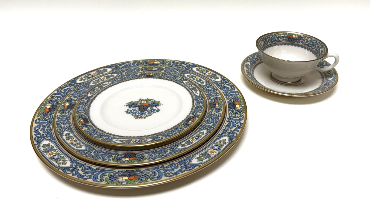 Lenox "Autumn" Blue Rimmed China Set for 9 Lenox "Autumn" Blue Rimmed China Set for 9