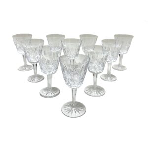 Set of 10 Waterford Lismore Crystal Claret Wine Glasses