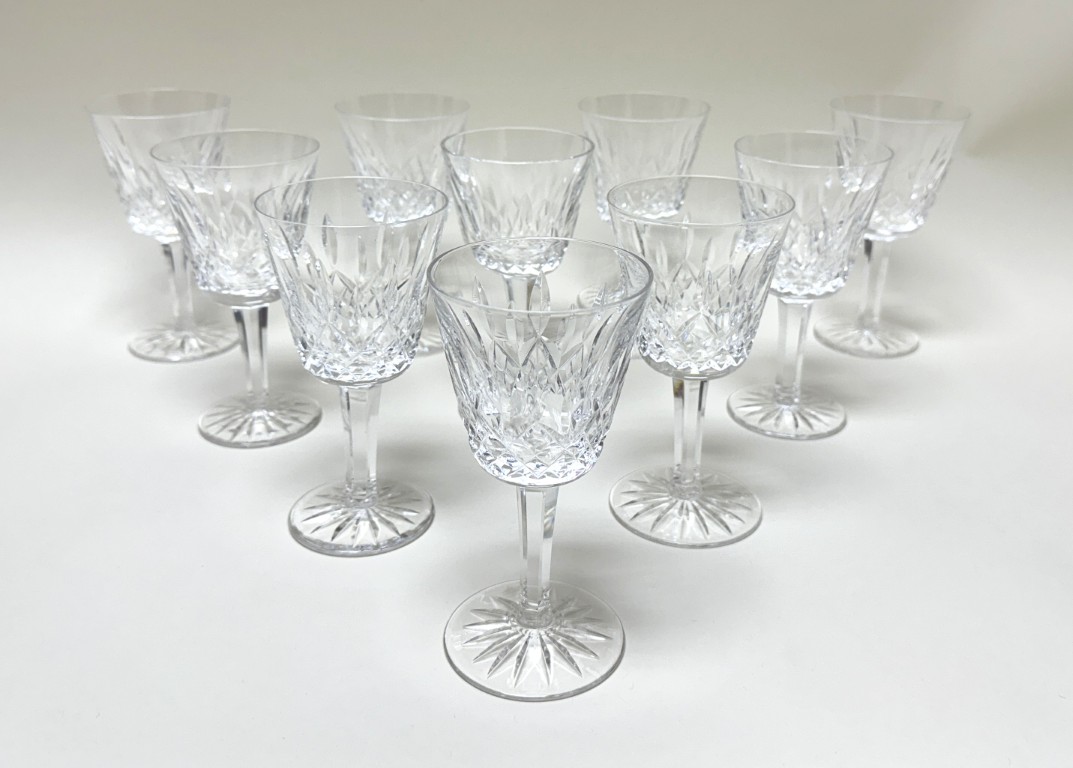 Set of 10 Waterford Lismore Crystal Claret Wine Glasses Set of 10 Waterford Lismore Crystal Claret Wine Glasses