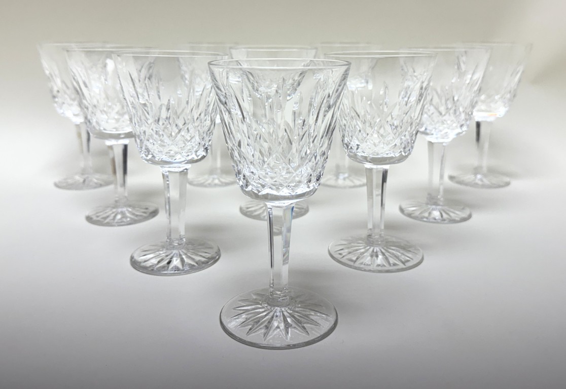 Set of 10 Waterford Lismore Crystal Claret Wine Glasses Set of 10 Waterford Lismore Crystal Claret Wine Glasses