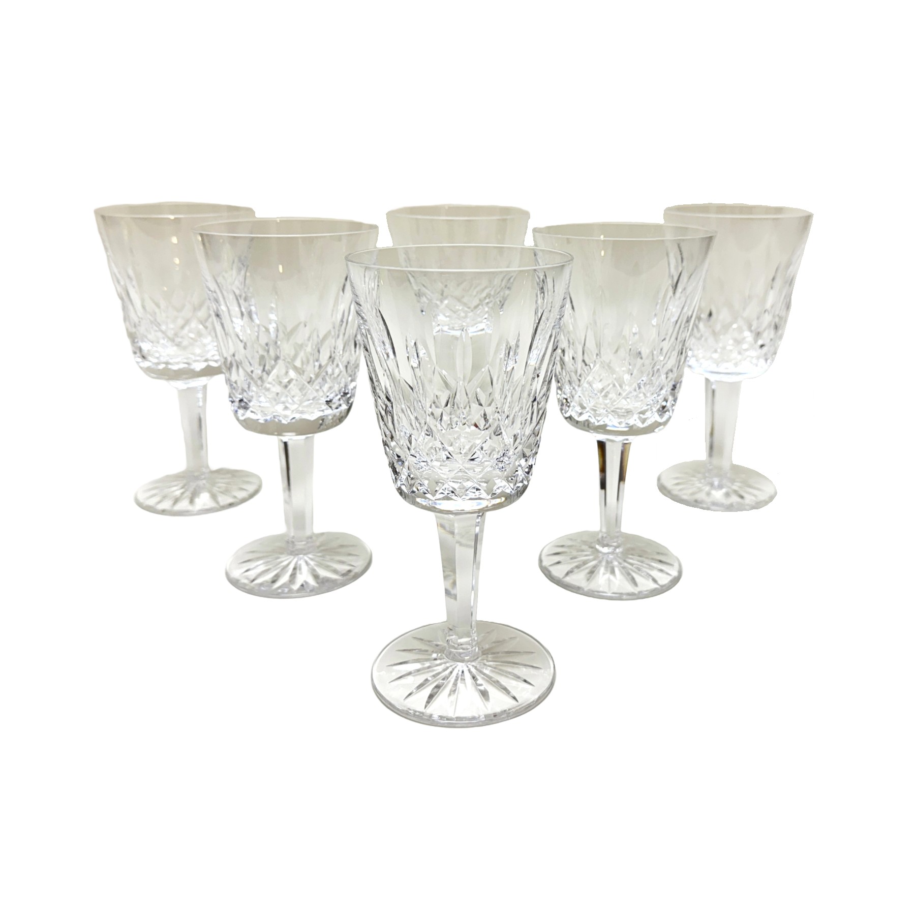 Set of 6 Waterford Lismore Crystal Water Goblets