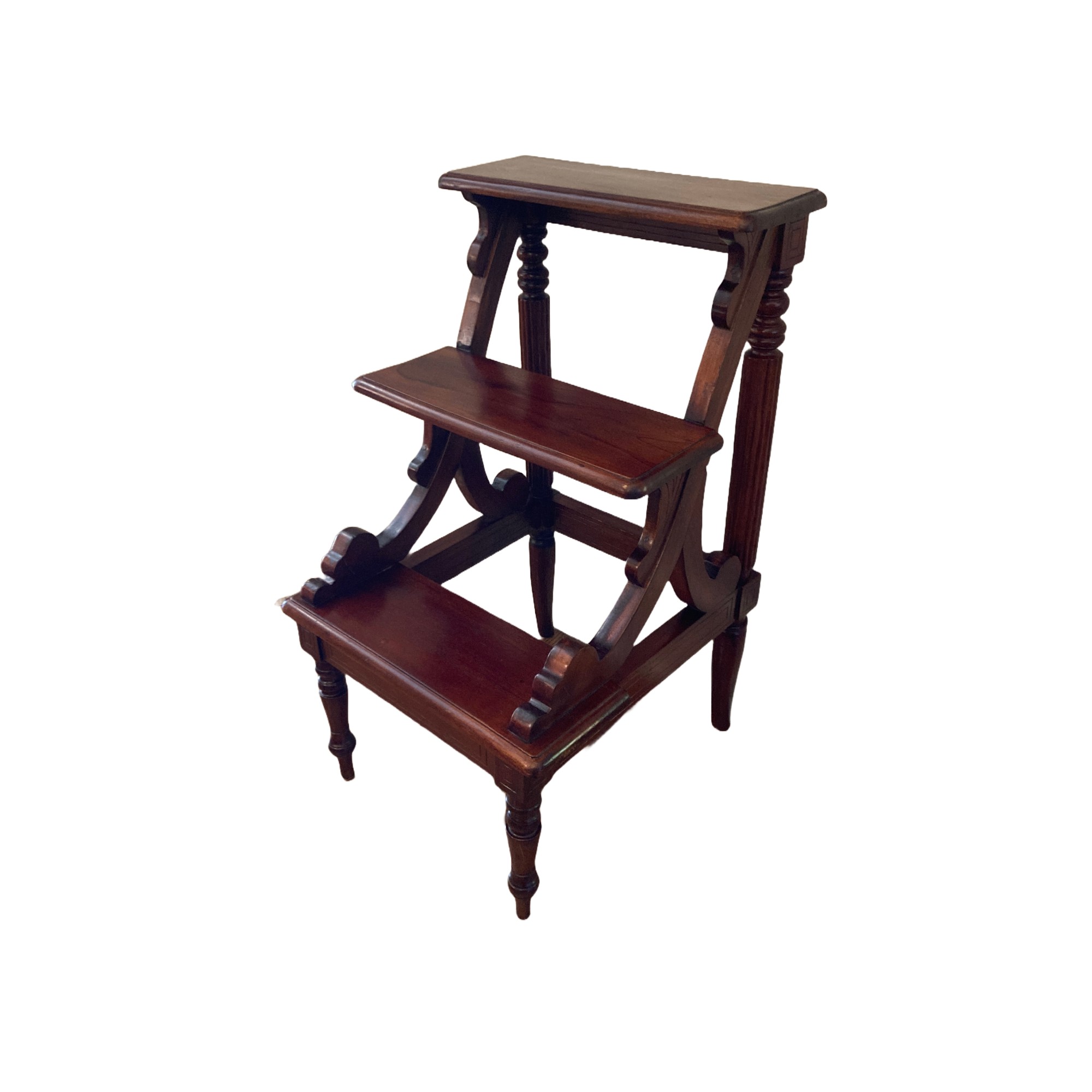 Mahogany Three Tier Library Steps Mahogany Three Tier Library Steps