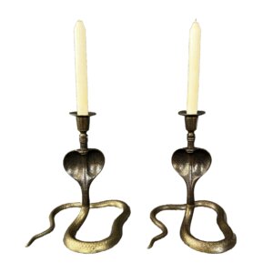 Pair of Mid-Century Middle Eastern or Indian Bronze Candlesticks