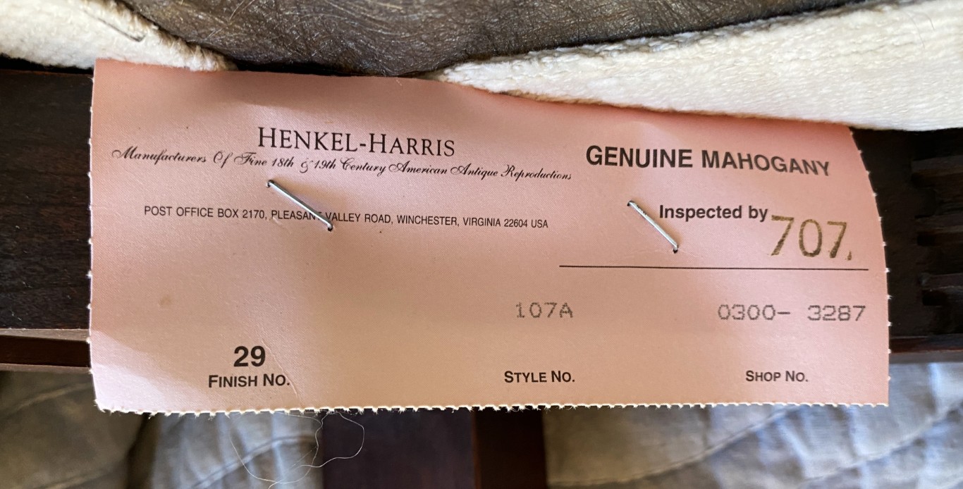 Henkel Harris 9 Piece Mahogany Dining Set Models No. 2207 & 107 Henkel Harris 9 Piece Mahogany Dining Set Models No. 2207 & 107