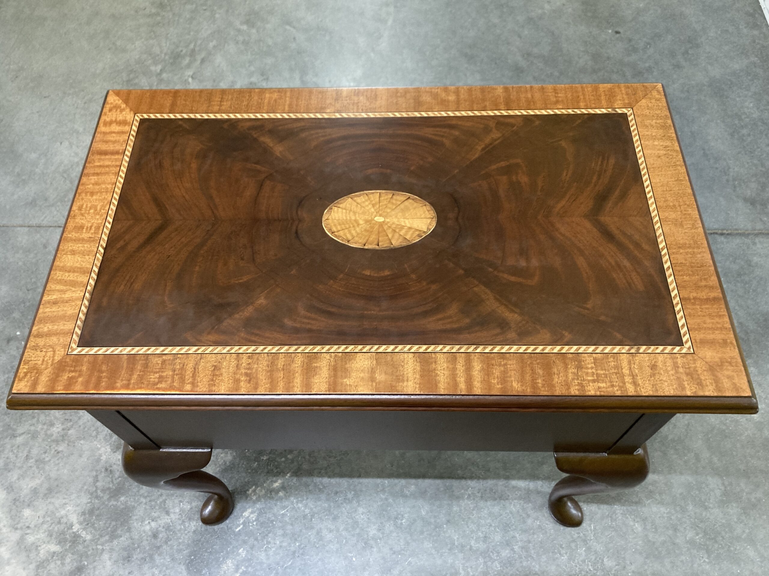 Mahogany and Satinwood Banded Top Lowboy by Councill Craftsmen Mahogany and Satinwood Banded Top Lowboy by Councill Craftsmen