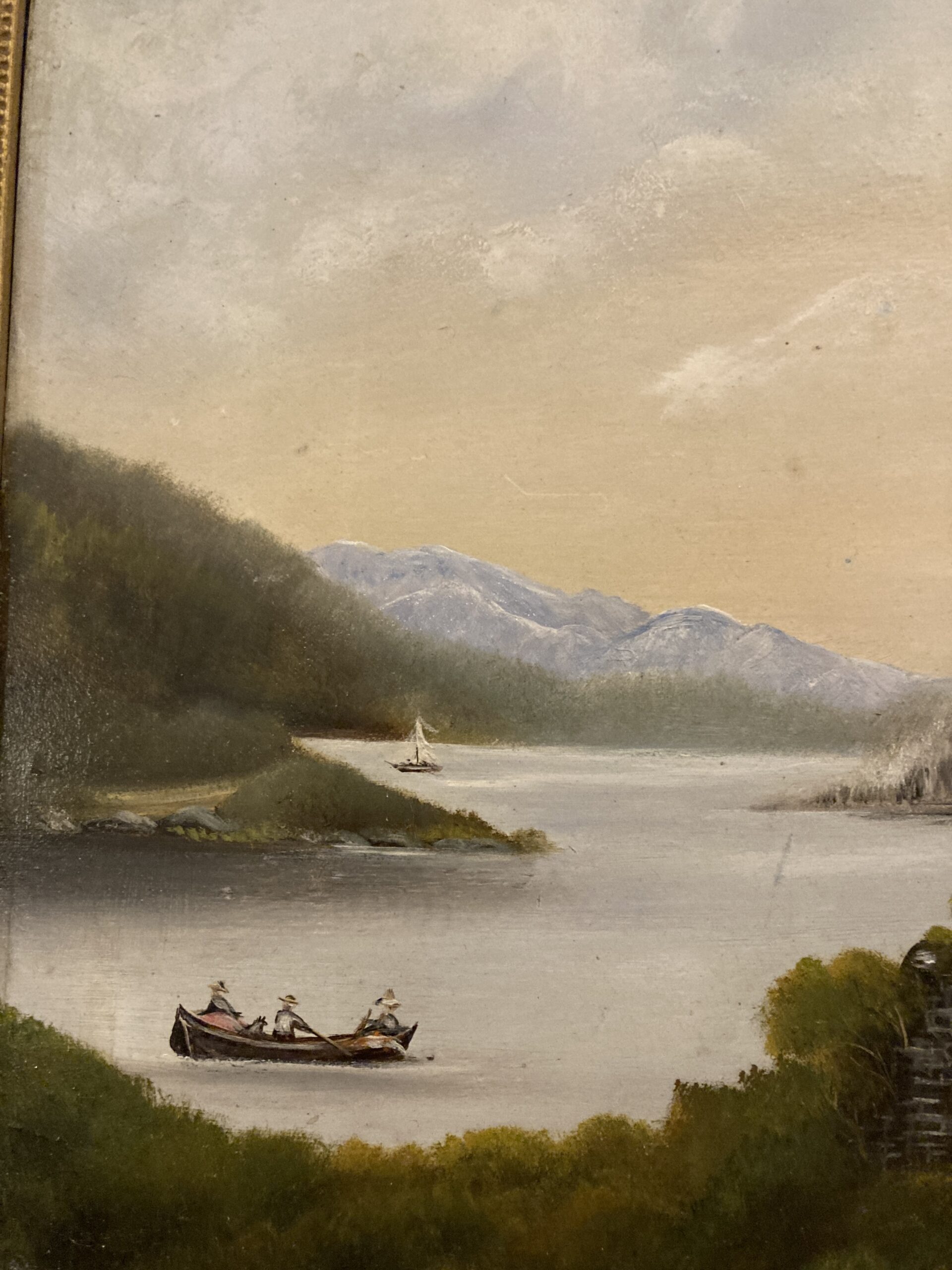 Original Oil Painting on Tin of Castle by a Waterway Original Oil Painting on Tin of Castle by a Waterway