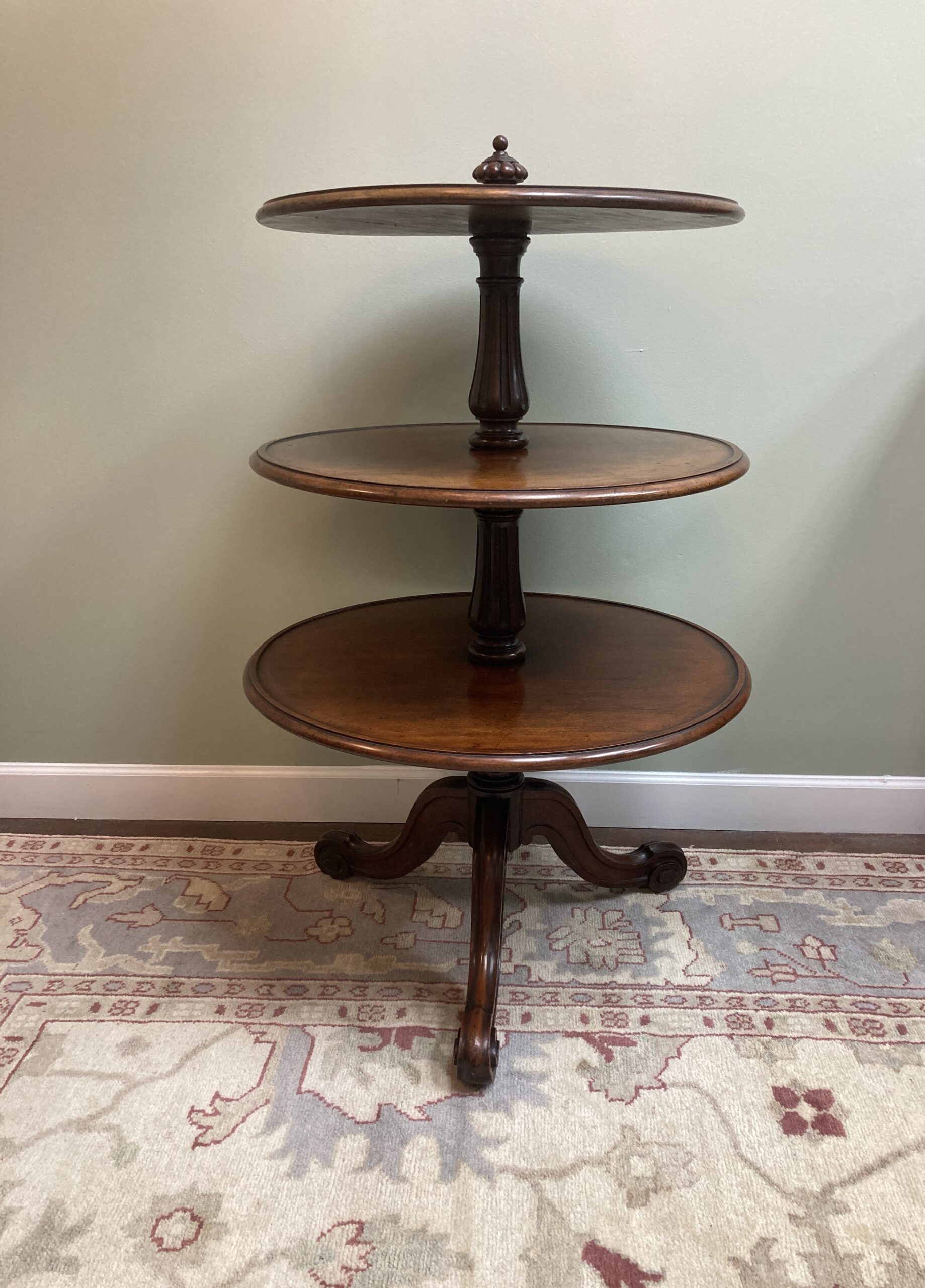 19th Century Three Tier Mahogany Dumbwaiter with Revolving Shelves 19th Century Three Tier Mahogany Dumbwaiter with Revolving Shelves