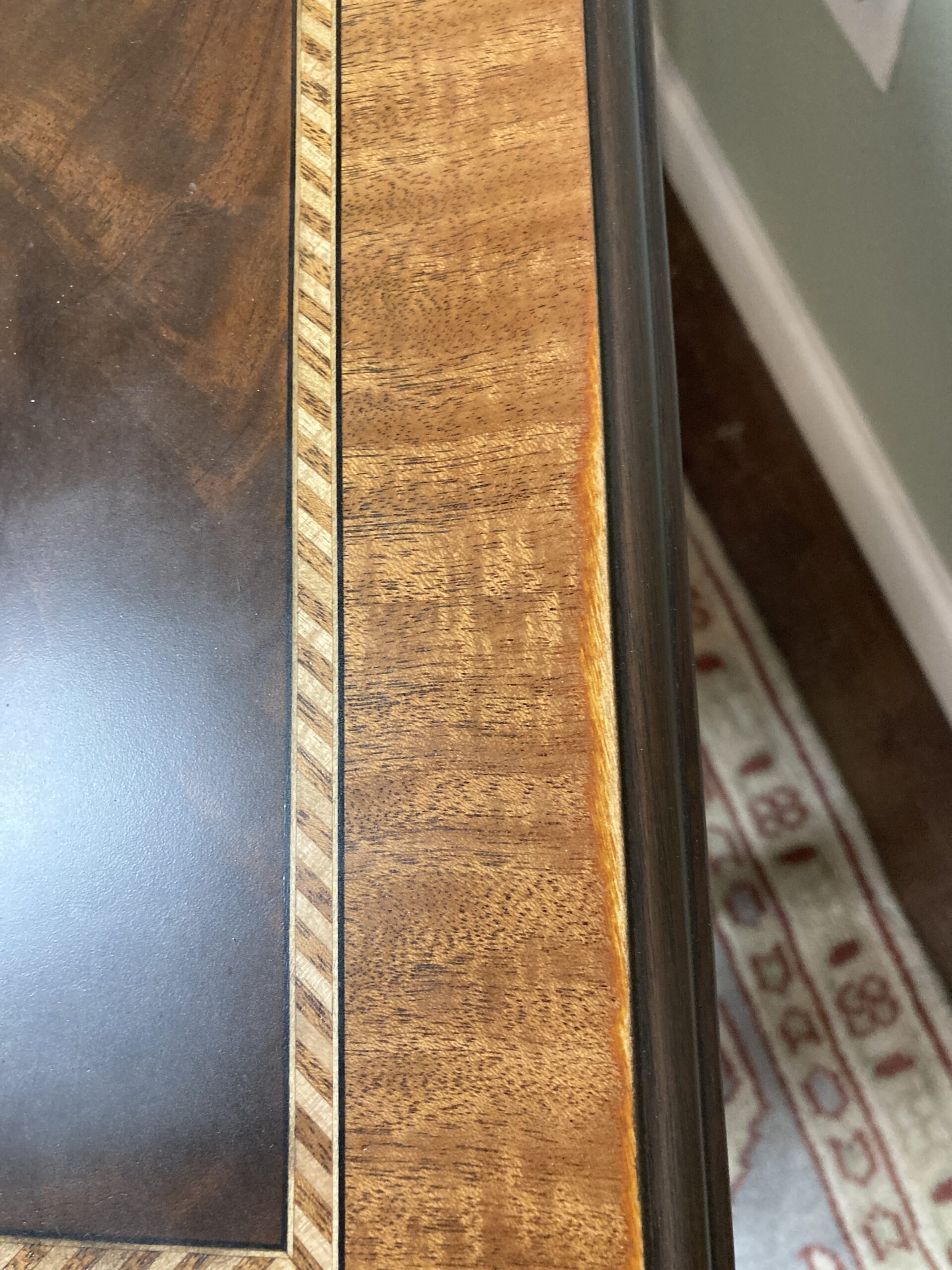 Mahogany and Satinwood Banded Top Lowboy by Councill Craftsmen Mahogany and Satinwood Banded Top Lowboy by Councill Craftsmen