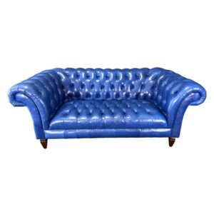 Custom Cococo Home Blue Chesterfield Loveseat