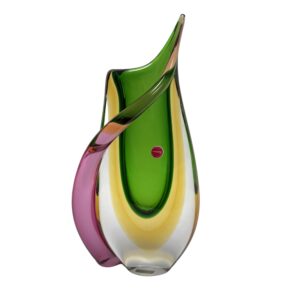 Murano Sommerso Vase in Yellow Pink and Green