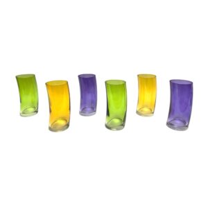 Set of 6 Colorful Vintage Curved German Highball Glasses