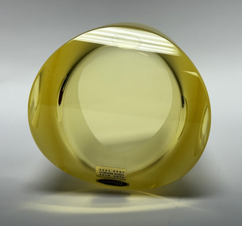 Yellow Moser Frosted Tipsy Whiskey Glass New in Box Yellow Moser Frosted Tipsy Whiskey Glass New in Box