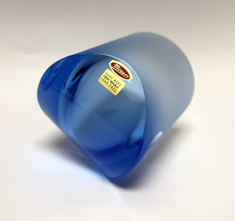 Navy Moser Frosted Tipsy Whiskey Glass New in Box Navy Moser Frosted Tipsy Whiskey Glass New in Box