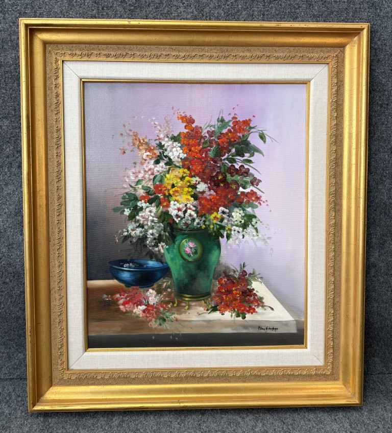 Original Signed Floral Still Life Oil on Canvas Original Signed Floral Still Life Oil on Canvas