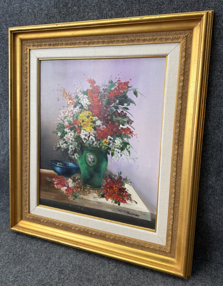 Original Signed Floral Still Life Oil on Canvas Original Signed Floral Still Life Oil on Canvas