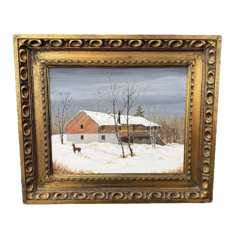 Original Oil on Canvas of Winter Scene Original Oil on Canvas of Winter Scene
