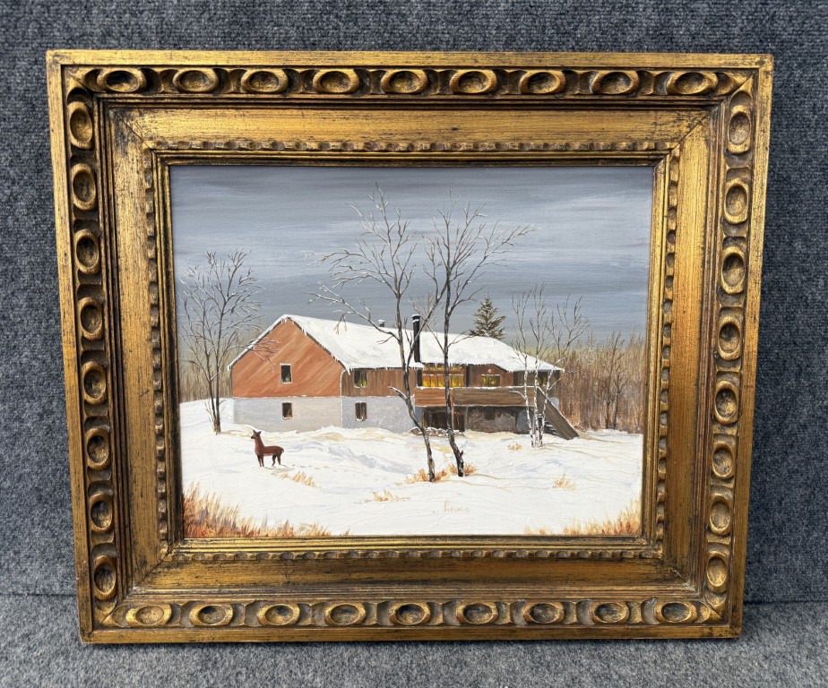 Original Oil on Canvas of Winter Scene Original Oil on Canvas of Winter Scene