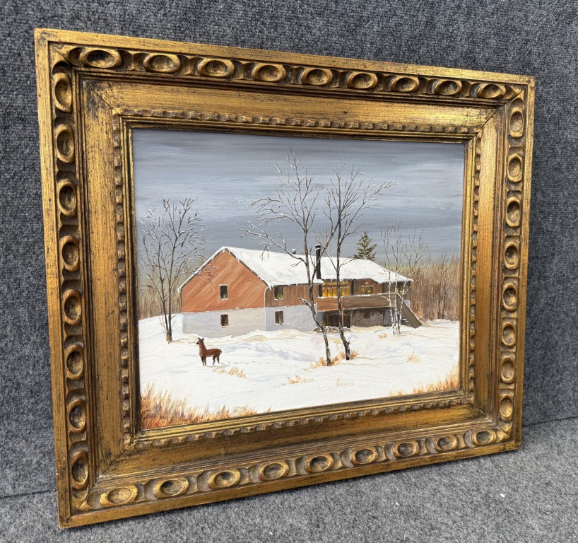 Original Oil on Canvas of Winter Scene Original Oil on Canvas of Winter Scene