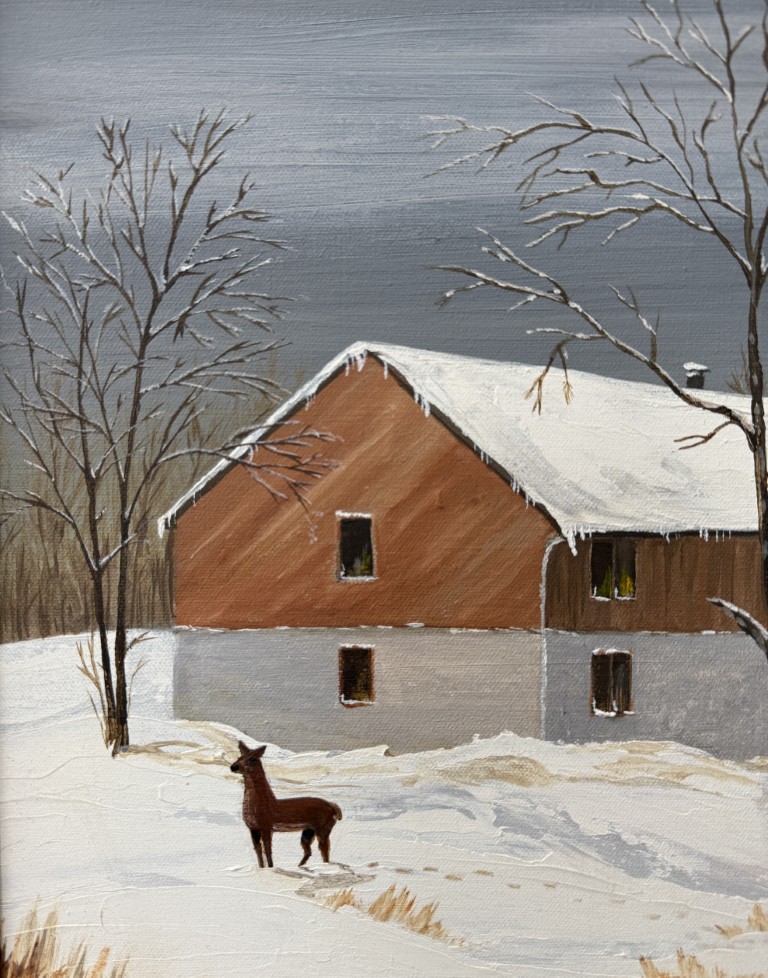 Original Oil on Canvas of Winter Scene Original Oil on Canvas of Winter Scene