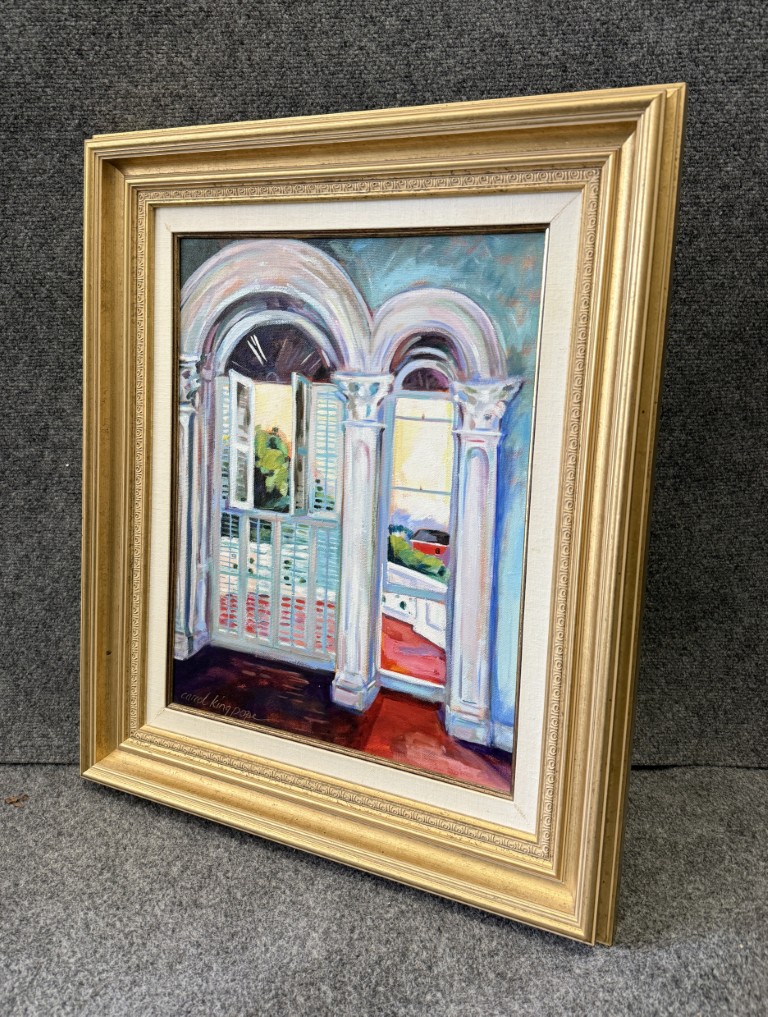 A2104 (3)Painting of Blue Room & Window by Carol King Pope Painting of Blue Room & Window by Carol King Pope