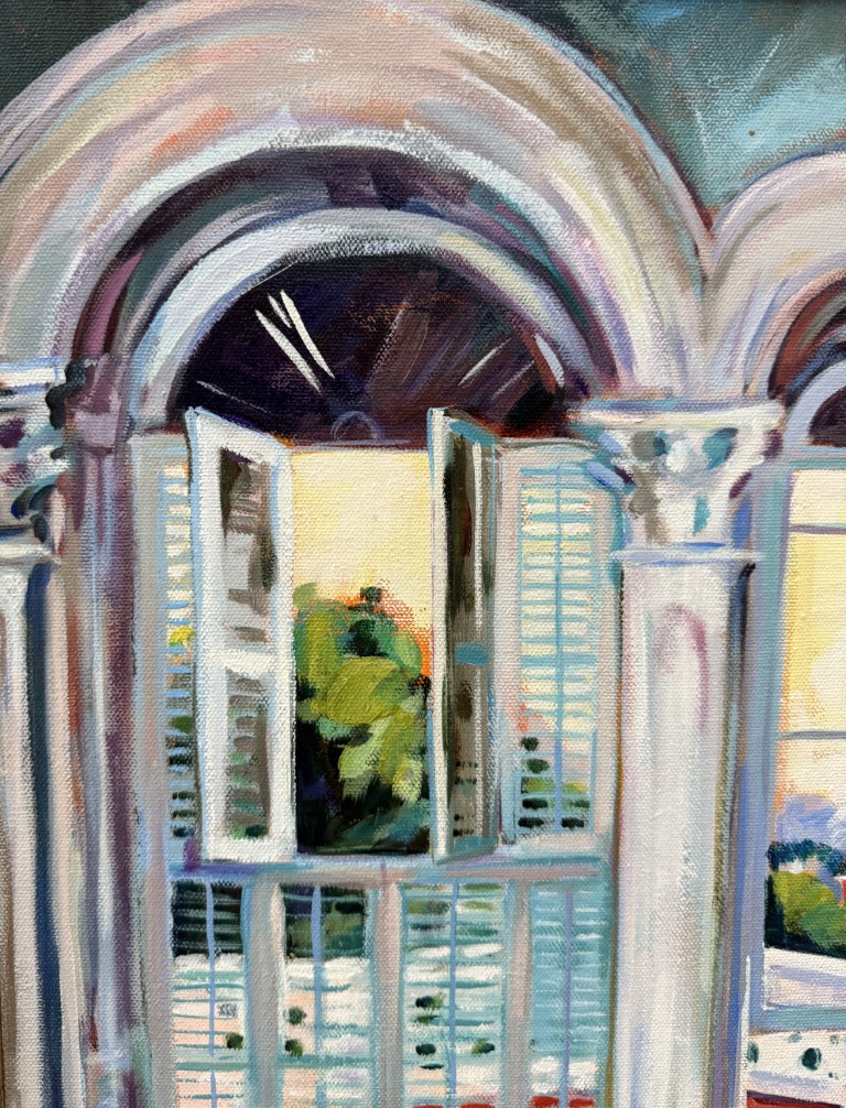 A2104 (4)Painting of Blue Room & Window by Carol King Pope Painting of Blue Room & Window by Carol King Pope