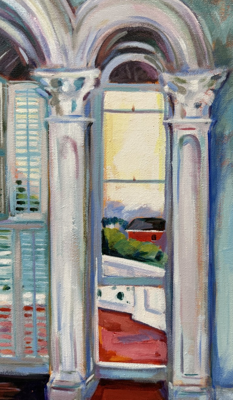 A2104 (6)Painting of Blue Room & Window by Carol King Pope Painting of Blue Room & Window by Carol King Pope