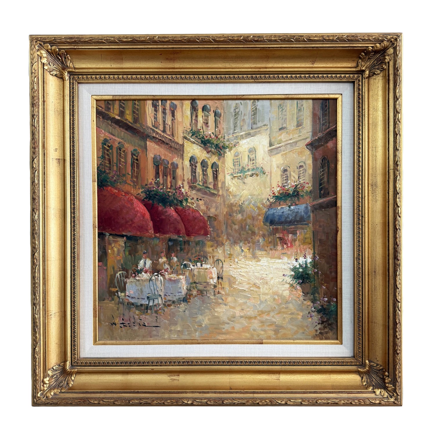 Original Oil on Canvas of Cafe signed W. Eddie Original Oil on Canvas of Cafe signed W. Eddie