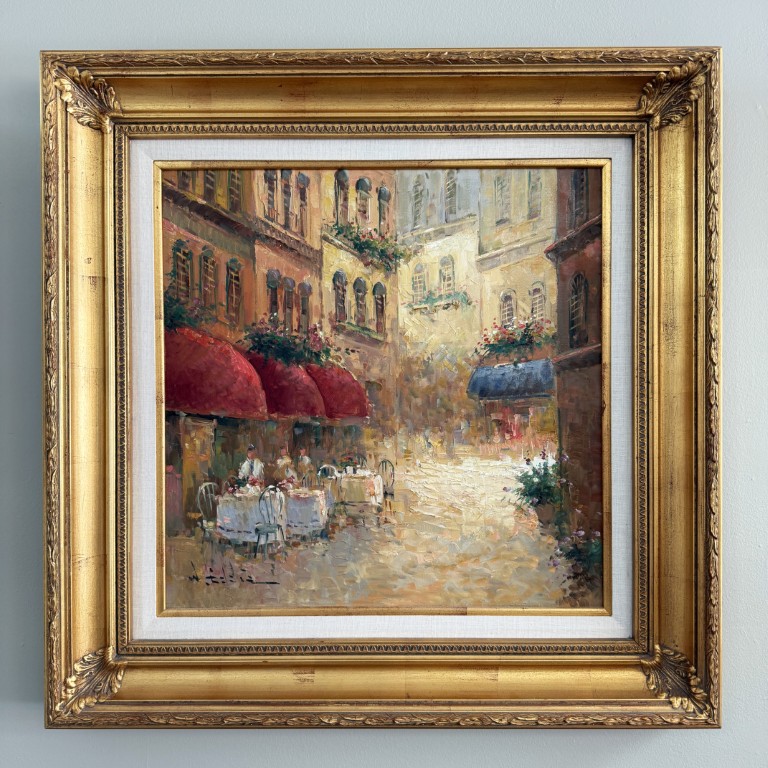 Original Oil on Canvas of Cafe signed W. Eddie Original Oil on Canvas of Cafe signed W. Eddie