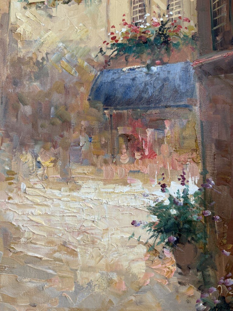 Original Oil on Canvas of Cafe signed W. Eddie Original Oil on Canvas of Cafe signed W. Eddie