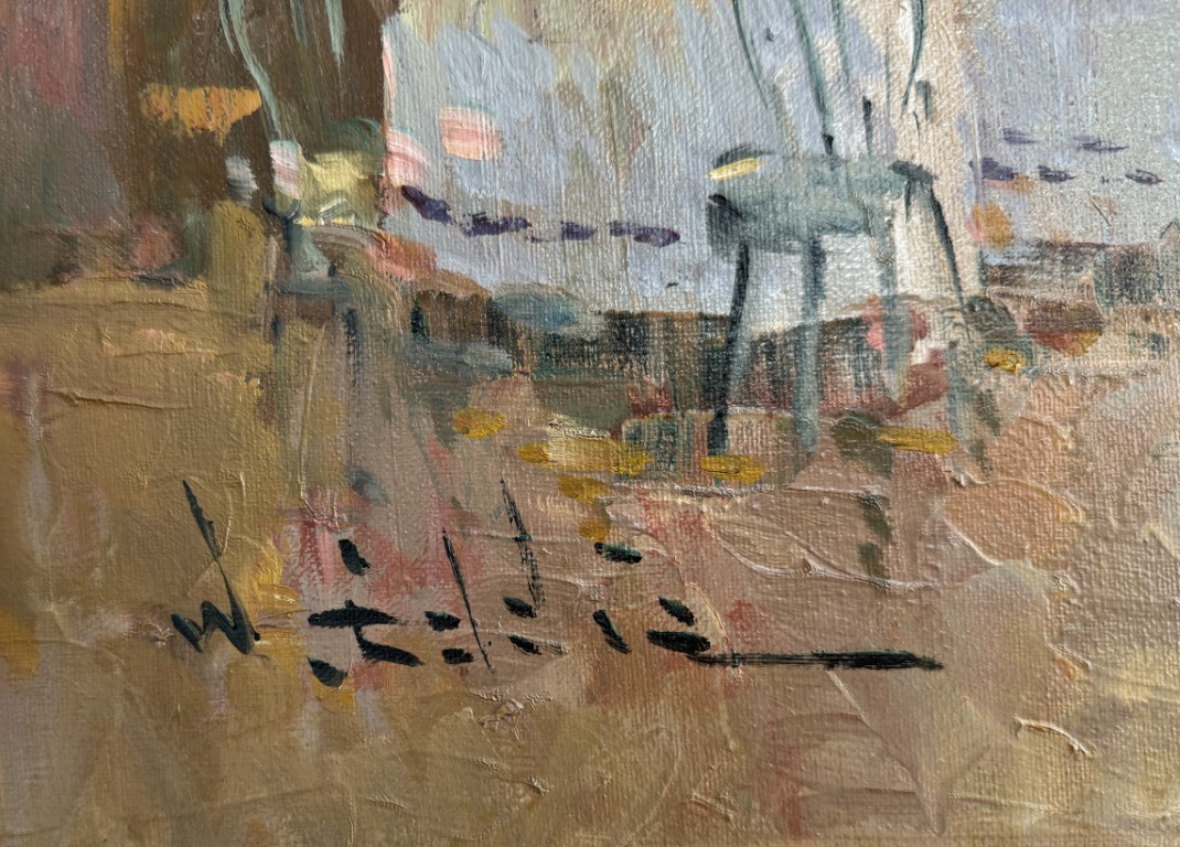 Original Oil on Canvas of Cafe signed W. Eddie Original Oil on Canvas of Cafe signed W. Eddie