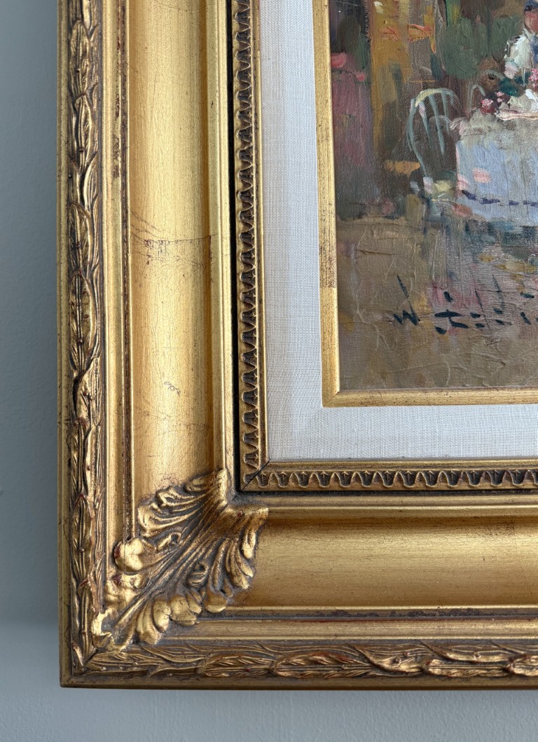 Original Oil on Canvas of Cafe signed W. Eddie Original Oil on Canvas of Cafe signed W. Eddie