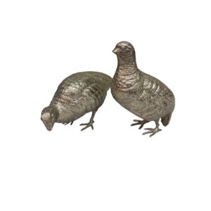 Pair of Vintage Silverplate Quails