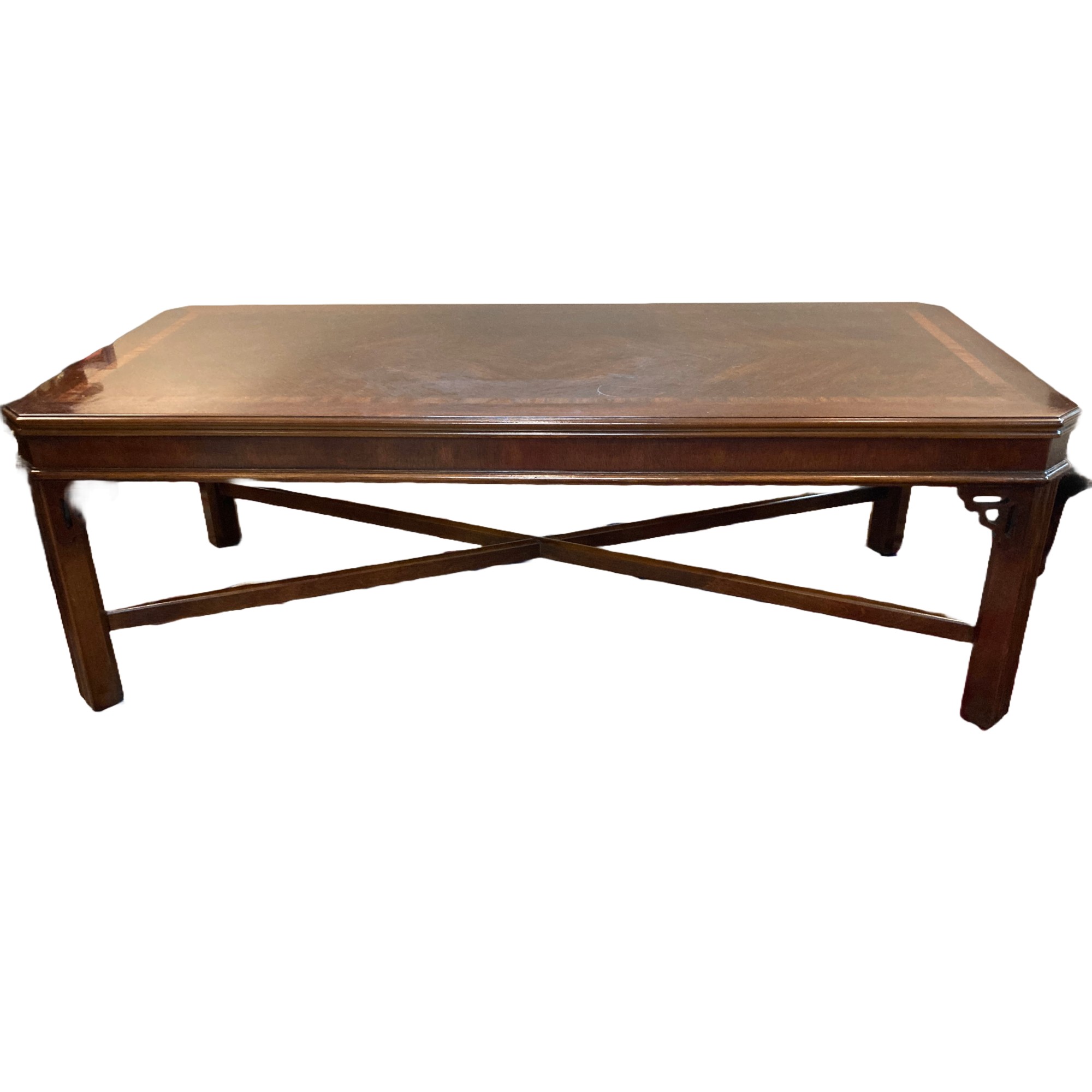 Lane Banded Top Chippendale Style Coffee Table Lane Banded Top Chippendale Style Coffee Table