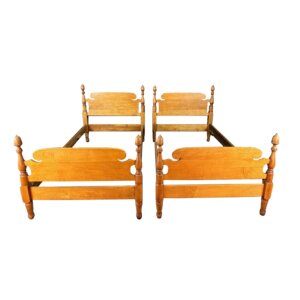 Pair of Vintage Solid Maple Acorn Post Twin Bed Frames