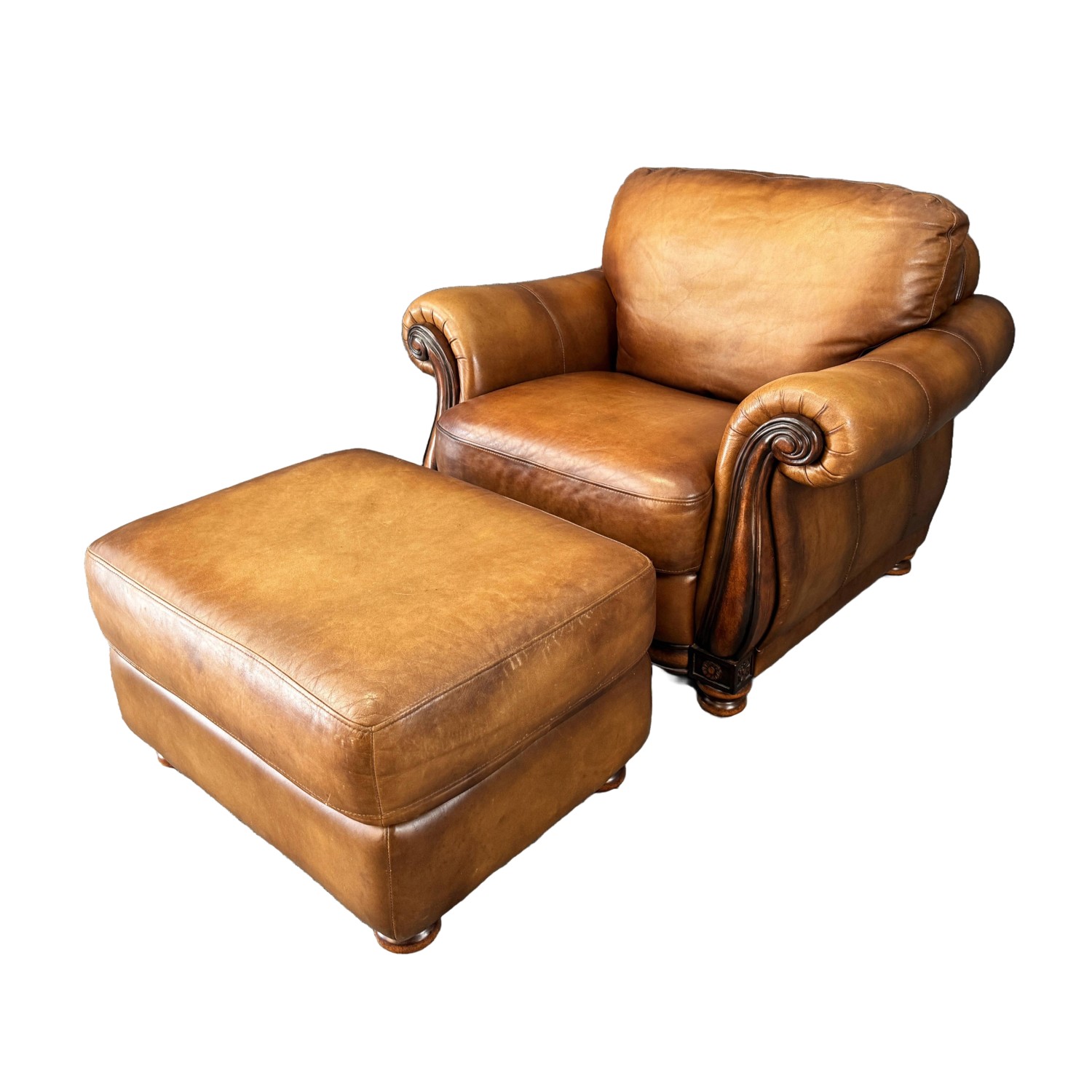 Brown Leather Club Chair and Ottoman Brown Leather Club Chair and Ottoman