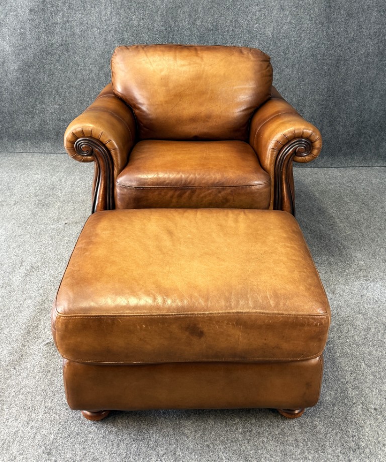 Brown Leather Club Chair and Ottoman Brown Leather Club Chair and Ottoman