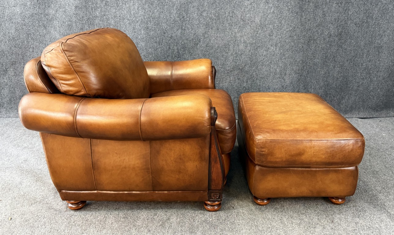 Brown Leather Club Chair and Ottoman Brown Leather Club Chair and Ottoman