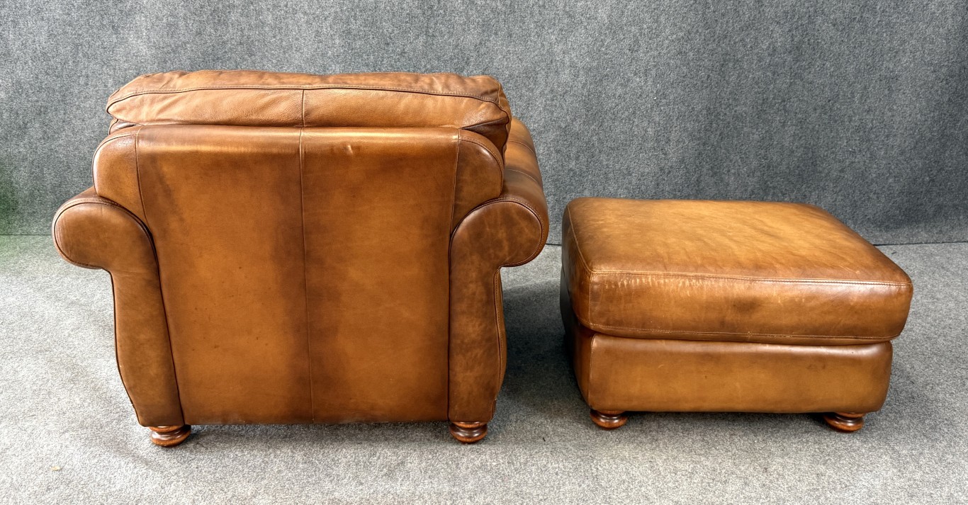 Brown Leather Club Chair and Ottoman Brown Leather Club Chair and Ottoman