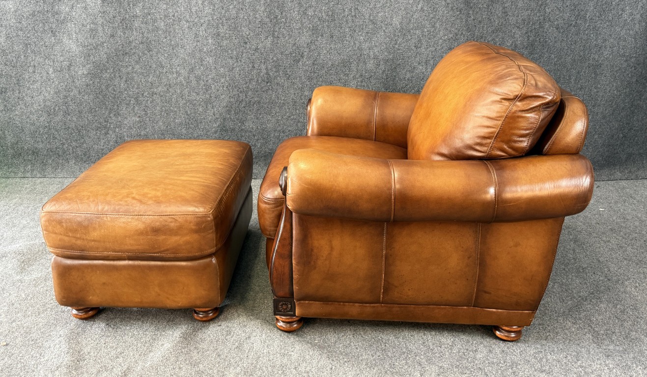 Brown Leather Club Chair and Ottoman Brown Leather Club Chair and Ottoman
