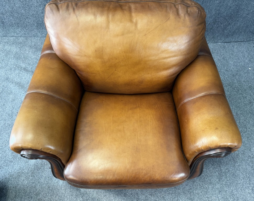 Brown Leather Club Chair and Ottoman Brown Leather Club Chair and Ottoman