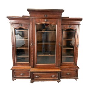 c1885 Eastlake Walnut Three Door Bookcase