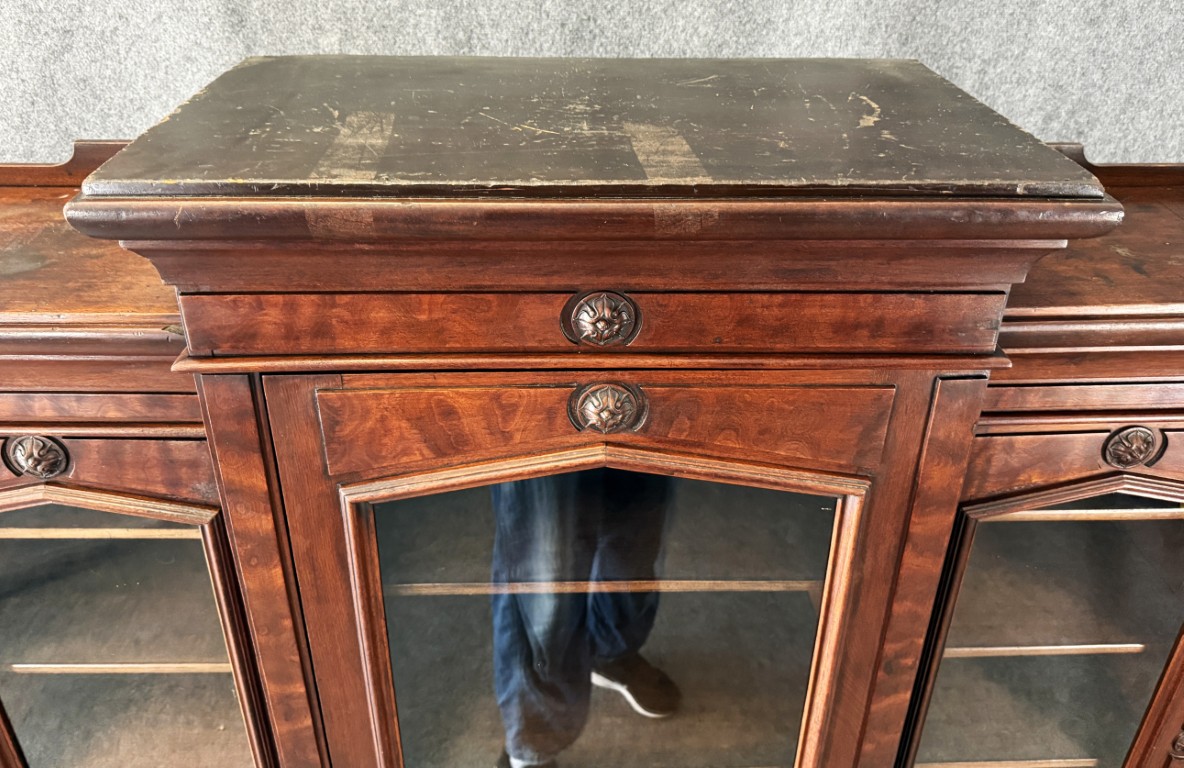 c1885 Eastlake Walnut Three Door Bookcase c1885 Eastlake Walnut Three Door Bookcase