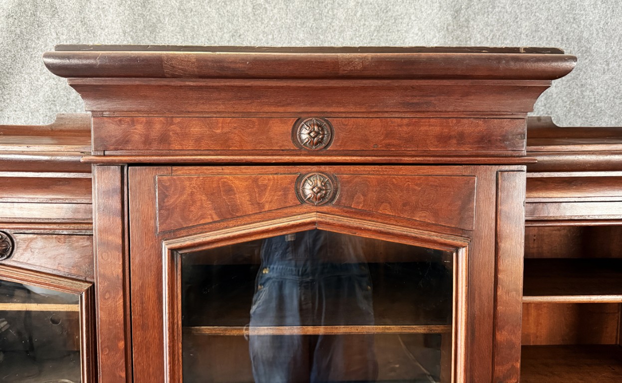 c1885 Eastlake Walnut Three Door Bookcase c1885 Eastlake Walnut Three Door Bookcase