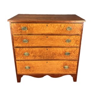19th Century Burled Walnut and Cherry Four Drawer Chest