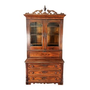 19th Century Rosewood Secretary Desk with Bookcase Top