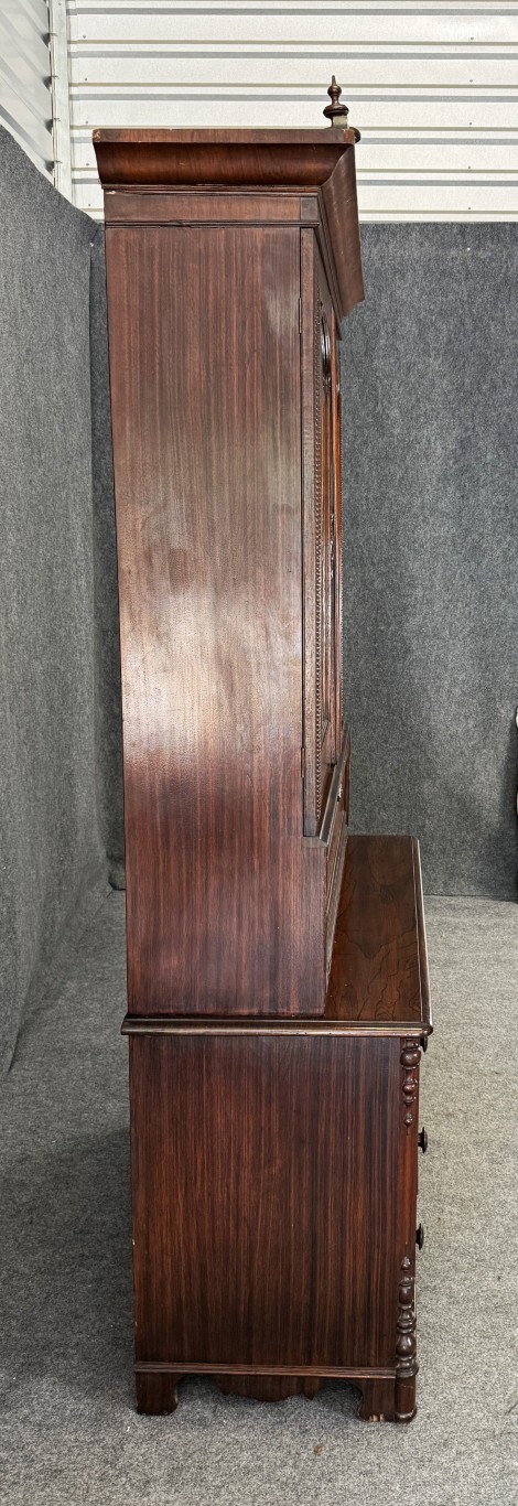 19th Century Rosewood Secretary Desk with Bookcase Top 19th Century Rosewood Secretary Desk with Bookcase Top