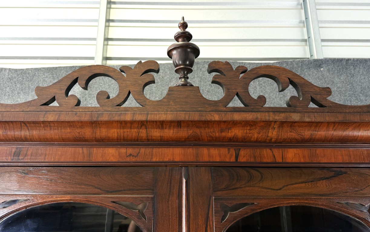 19th Century Rosewood Secretary Desk with Bookcase Top 19th Century Rosewood Secretary Desk with Bookcase Top