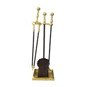 Vintage Solid Brass Fireplace Tool Set